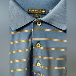 Peter Millar Blue and Yellow Striped Polo Size XL
